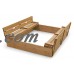 Badger Basket Covered Convertible Cedar Sandbox with Two Bench Seats - Natural/Green   567168844